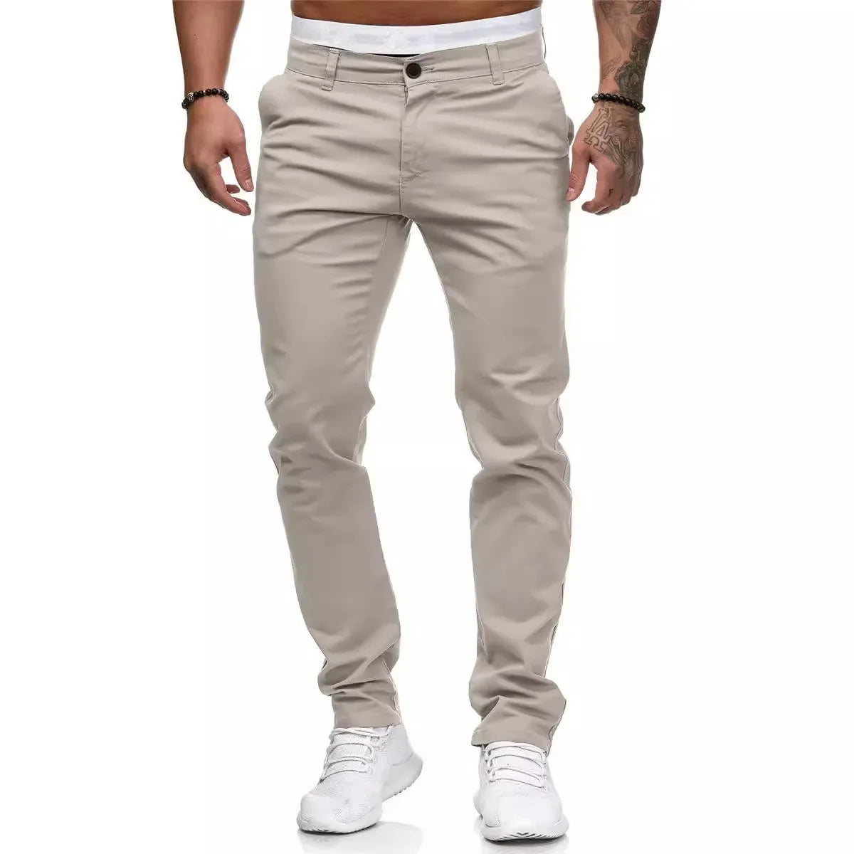 Men's Casual Trousers European Style Slim Fit Smooths Your Silhouette Solid Color Trousers Comfortable Narrow Fit For All Season