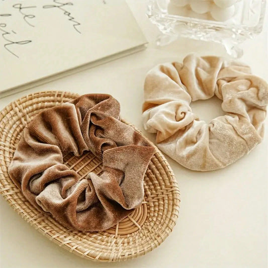 4Pcs Velvet Large Bow Hair Ties, Oversized Autumn/Winter Retro American Style Charming and Simple Fashionable Hair Accessories E