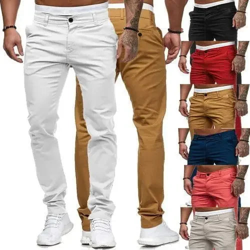 Men's Casual Trousers European Style Slim Fit Smooths Your Silhouette Solid Color Trousers Comfortable Narrow Fit For All Season