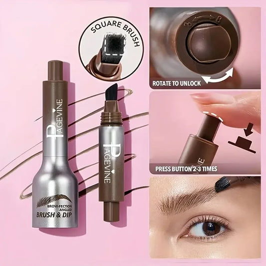 Waterproof Long-Lasting Eyebrow Tint Cream with Brush,Smudge-Proof Liquid Pencil for Precise,Natural-Looking Brows,Square Brush