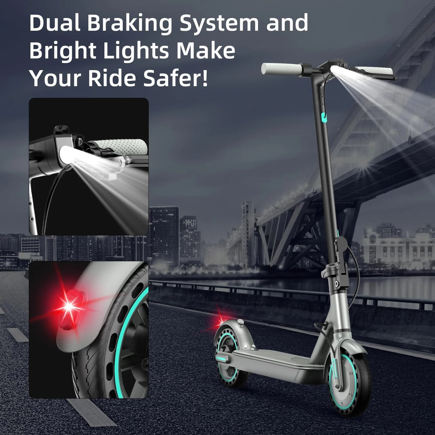 Electric Scooter | 8.5" Honeycomb Tires, 25KM Long-Range, APP Control, Dual Brakes, Portable Folding Adult Commuter E-Scooter