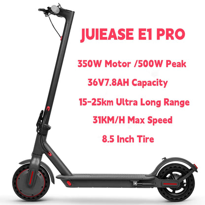 JUICEASE E1 Pro Electric Scooter 350W Motor 500W Peak Power Folding Electric Kick Scooter 36V7.8AH 5.2 Chips 25KM Range EScooter