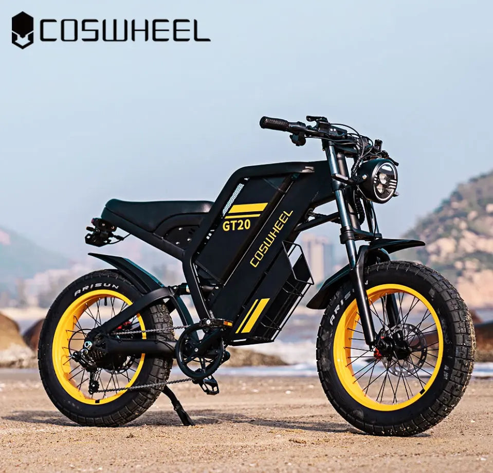دراجة كهربائية Coswheel GT20 Pro 3000 واط 48 فولت 40 أمبير/ساعة دراجة كهربائية بمدى أقصى 145 ميلاً بإطارات سميكة دراجة جبلية كهربائية للبالغين على الطرق الوعرة 