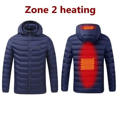 Men's parka Winter Warm USB Heating Jackets Smart Thermostat Pure Color Hooded Heated Clothing male bobojaco Warm padded jacket