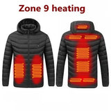 Men's parka Winter Warm USB Heating Jackets Smart Thermostat Pure Color Hooded Heated Clothing male bobojaco Warm padded jacket