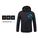 Men's parka Winter Warm USB Heating Jackets Smart Thermostat Pure Color Hooded Heated Clothing male bobojaco Warm padded jacket