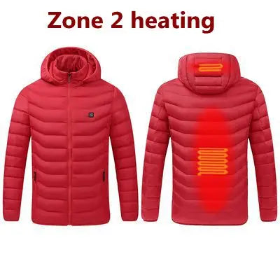 Men's parka Winter Warm USB Heating Jackets Smart Thermostat Pure Color Hooded Heated Clothing male bobojaco Warm padded jacket