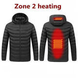 Men's parka Winter Warm USB Heating Jackets Smart Thermostat Pure Color Hooded Heated Clothing male bobojaco Warm padded jacket