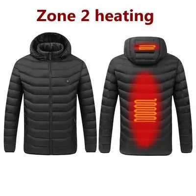 Men's parka Winter Warm USB Heating Jackets Smart Thermostat Pure Color Hooded Heated Clothing male bobojaco Warm padded jacket