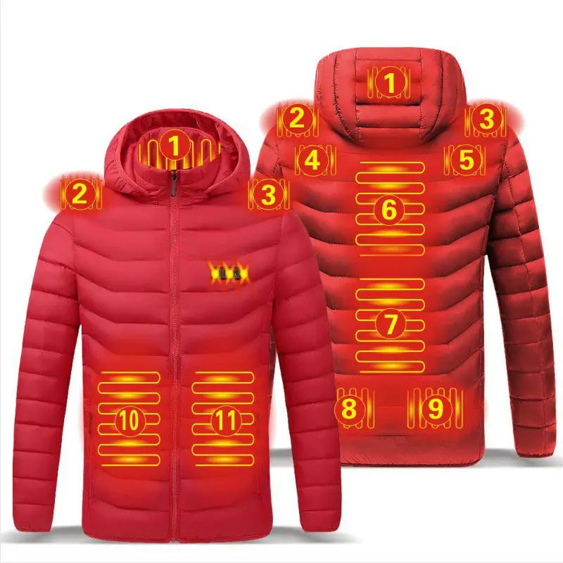 Men's parka Winter Warm USB Heating Jackets Smart Thermostat Pure Color Hooded Heated Clothing male bobojaco Warm padded jacket