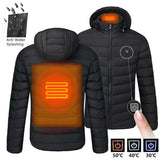 Men's parka Winter Warm USB Heating Jackets Smart Thermostat Pure Color Hooded Heated Clothing male bobojaco Warm padded jacket