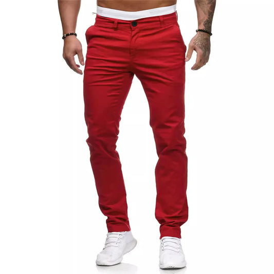 Men's Casual Trousers European Style Slim Fit Smooths Your Silhouette Solid Color Trousers Comfortable Narrow Fit For All Season