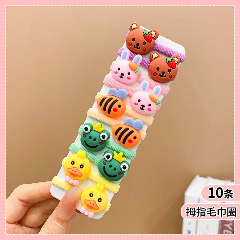 10pcs/Set Rubber Band for Children Cartoon Hair Band New High Elasticity Sweet Cute Baby Hair Rope Girls Hair Accessories