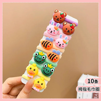 10pcs/Set Rubber Band for Children Cartoon Hair Band New High Elasticity Sweet Cute Baby Hair Rope Girls Hair Accessories
