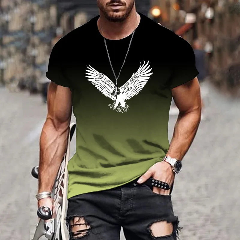 Trendy and fashionable 3D printed men's T-shirt summer O-neck breathable short-sleeved loose top oversized men's clothing