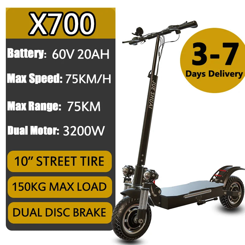 55-85KM/H Speed Electric Scooter 1200W-6000W Powerful Dual Motor E Scooter 100KM Long Range Scooter Electric for Adults