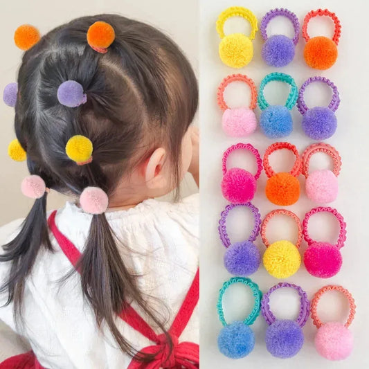 20 pcs colorful fluffy hair elastics  Kids ponytail bands  Hair accessories gift