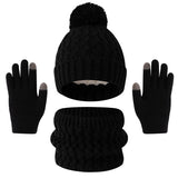 3pc3-12Y solid color, fleece and thickened children's, boys' and girls' hats, scarves and gloves set