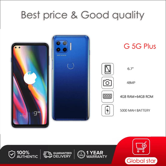 Motorola Moto G 5G Plus XT2075-3 Refurbished Original Unlocked Phone 4GB RAM 64GB ROM 6.7 inches 48MP 4G LTE 5000mAh Cellphone