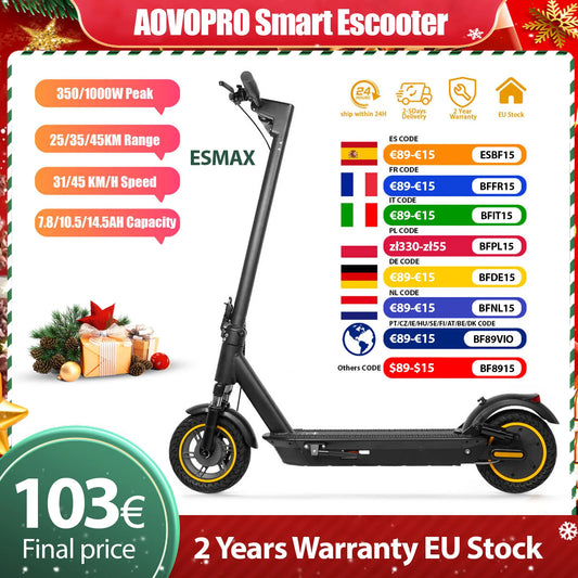 2025 Upgrate AOVOPRO TX01 Smart APP Electric Scooter 350W/500W Powerful Motor 36V25-45KM  Range Adults EScooter with Dual Brake