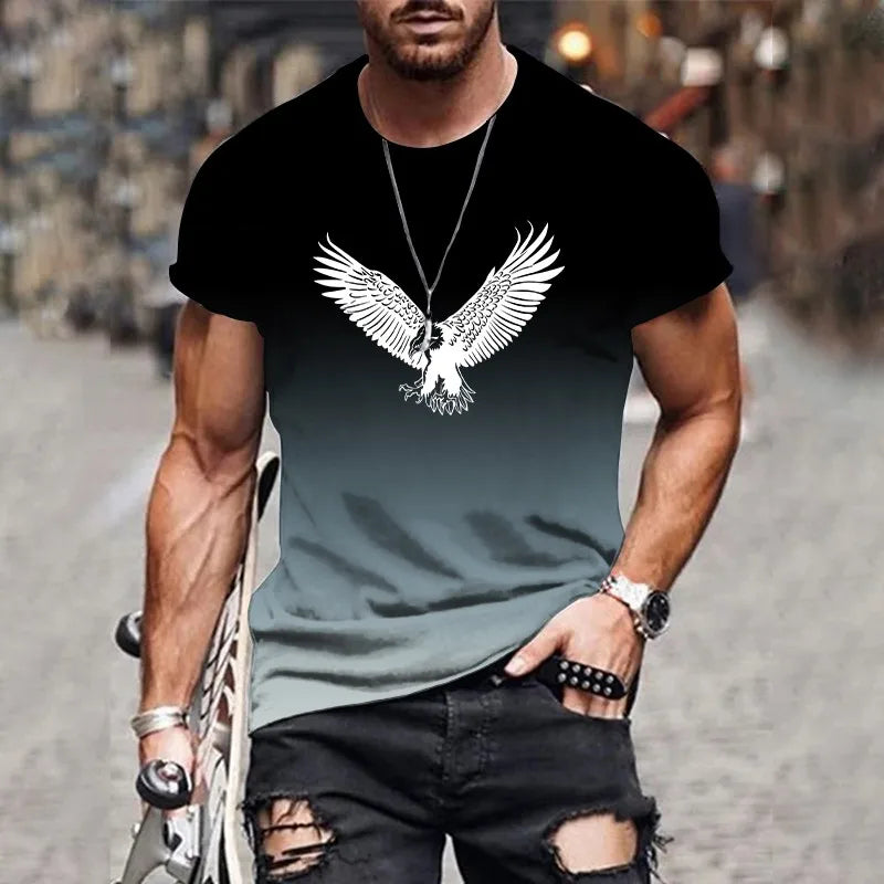 Trendy and fashionable 3D printed men's T-shirt summer O-neck breathable short-sleeved loose top oversized men's clothing