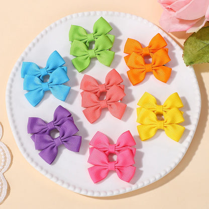 10/20/30Pcs Random solid color send hair gripes for kids girls lovely hair bangs ribbon alloy hairclip children hair accessories