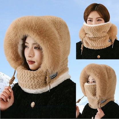 Winter Hat Woman Neck Hat Integrated Lei Feng Hat Ear Protection Windproof Warm Baotou Hat Thickened Bike Head Cap