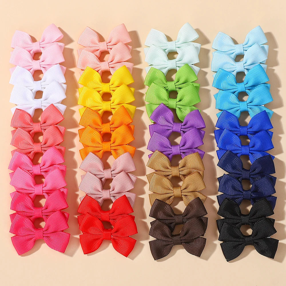 10/20/30Pcs Random solid color send hair gripes for kids girls lovely hair bangs ribbon alloy hairclip children hair accessories