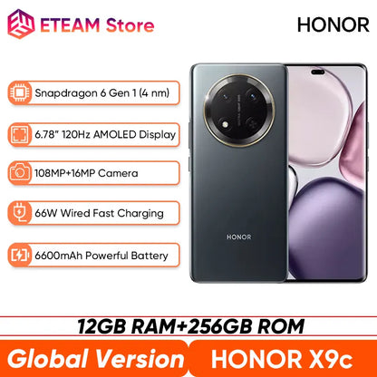 Global Version HONOR X9c 5G Smartphone 6.78" Anti-Drop 120Hz Display 108MP Triple Cameras 6600mAh Battery 2SIM Android14 IP65M