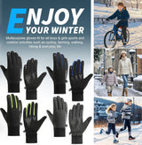 GTUBIKE Kids Winter Gloves,Touchscreen Anti-Slip Kids Cycling Gloves,Warm Windproof Kids Gloves,Sports Gloves Boys Girls
