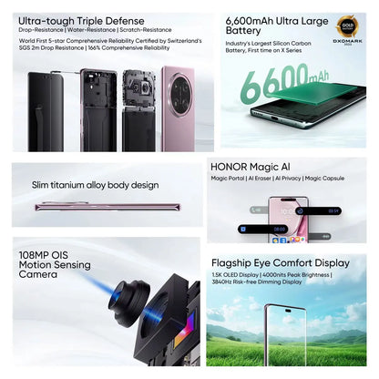 Global Version HONOR X9c 5G Smartphone 6.78" Anti-Drop 120Hz Display 108MP Triple Cameras 6600mAh Battery 2SIM Android14 IP65M