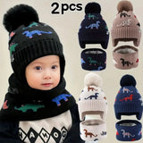 2pcs Kids' Winter Hat & Scarf Set - Soft Warm Knit Beanie with Ear Flaps Lightweight Warmth for Boys & Girls