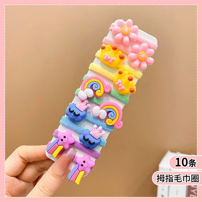 10pcs/Set Rubber Band for Children Cartoon Hair Band New High Elasticity Sweet Cute Baby Hair Rope Girls Hair Accessories