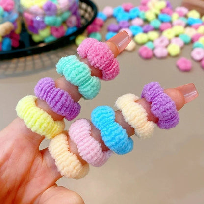 100Pcs Children Elastic Hair Bands Girls Colorful Hair Ties Ponytail Holder Rubber Bands Small Scrunchie Kids Hair Accessories