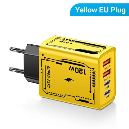 120W PD USB Charger Fast Charging Type C Mobile Phone Adapter For iPhone 15 Pro Samsung Quick Charge 3.0 EU/US Plug Wall Charger