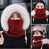 Winter Hat Woman Neck Hat Integrated Lei Feng Hat Ear Protection Windproof Warm Baotou Hat Thickened Bike Head Cap