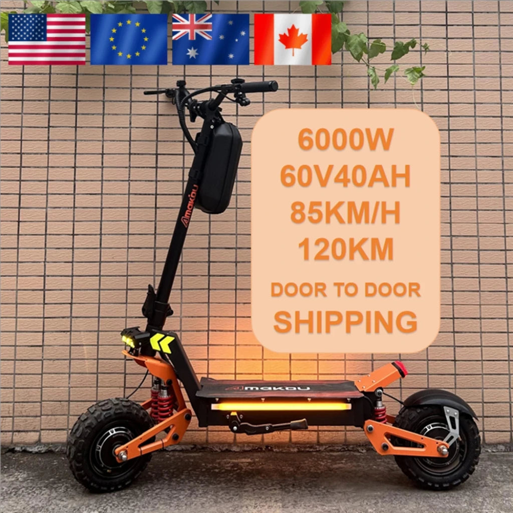 TOURSOR X5 11Inch 6000W Dual Motor Electric Scooter 85KM/H 120KM Long Range Off Road Foldable Electric Kick Scooter for adult