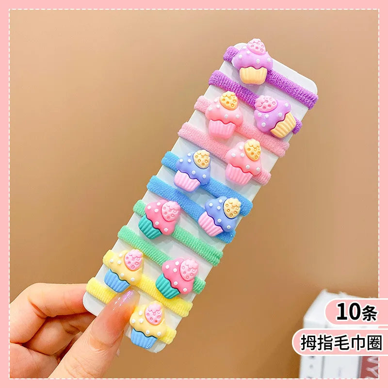 10pcs/Set Rubber Band for Children Cartoon Hair Band New High Elasticity Sweet Cute Baby Hair Rope Girls Hair Accessories