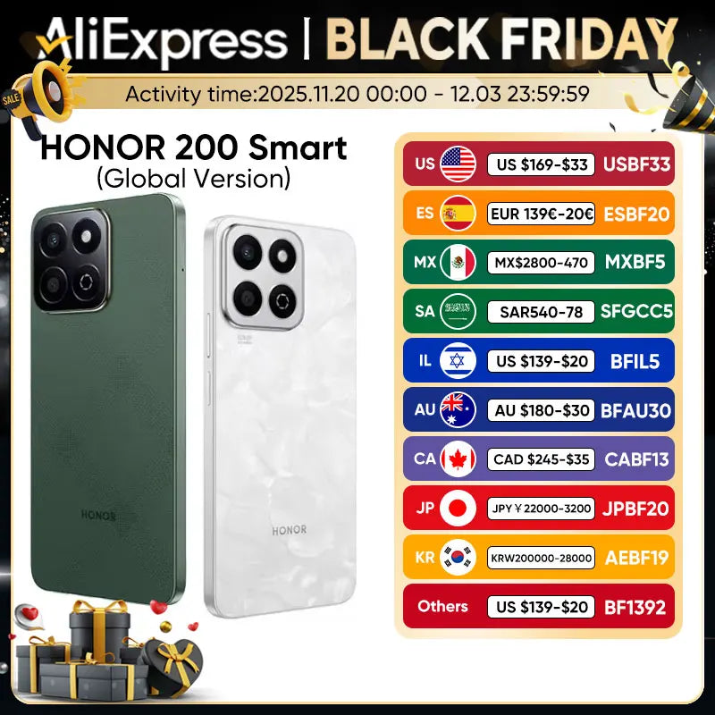 HONOR 200 Smart Global Version 5G Smartphone 6.8'' Anti-Drop Display 50MP AI Camera 5200mAh Large Battery 35W SuperCharge