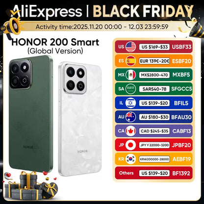 HONOR 200 Smart Global Version 5G Smartphone 6.8'' Anti-Drop Display 50MP AI Camera 5200mAh Large Battery 35W SuperCharge