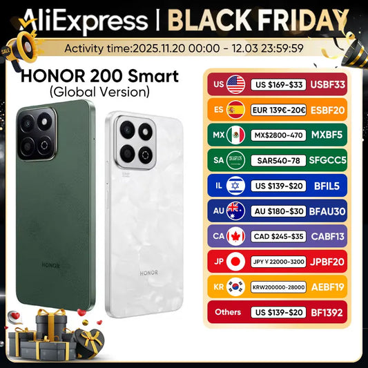 HONOR 200 Smart Global Version 5G Smartphone 6.8'' Anti-Drop Display 50MP AI Camera 5200mAh Large Battery 35W SuperCharge