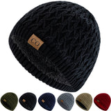 New Style Unisex Winter Hats Plush Fur Lined Men Women Warm Beanie Cap Casual CO Label Winter Ski Knitted Hats