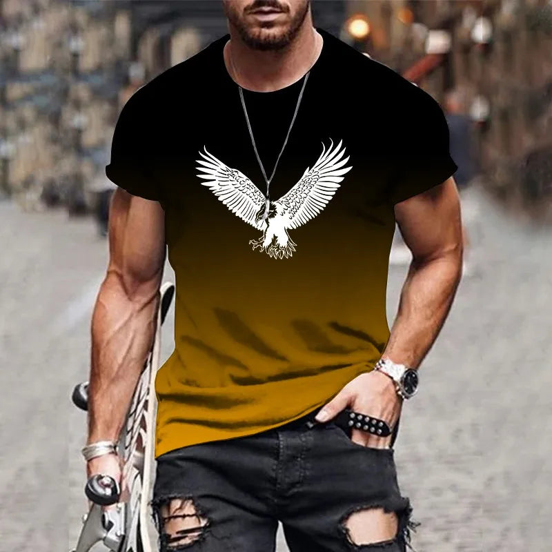 Trendy and fashionable 3D printed men's T-shirt summer O-neck breathable short-sleeved loose top oversized men's clothing