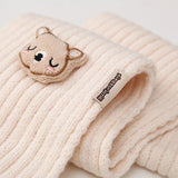 2Pcs/Set Baby Hat Scarf Cute Pompom Winter Woolen Knitted Warm Beanie Kids Boys Girls Cartoon Bear Crochet Cap Scarves