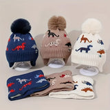 2pcs Kids' Winter Hat & Scarf Set - Soft Warm Knit Beanie with Ear Flaps Lightweight Warmth for Boys & Girls