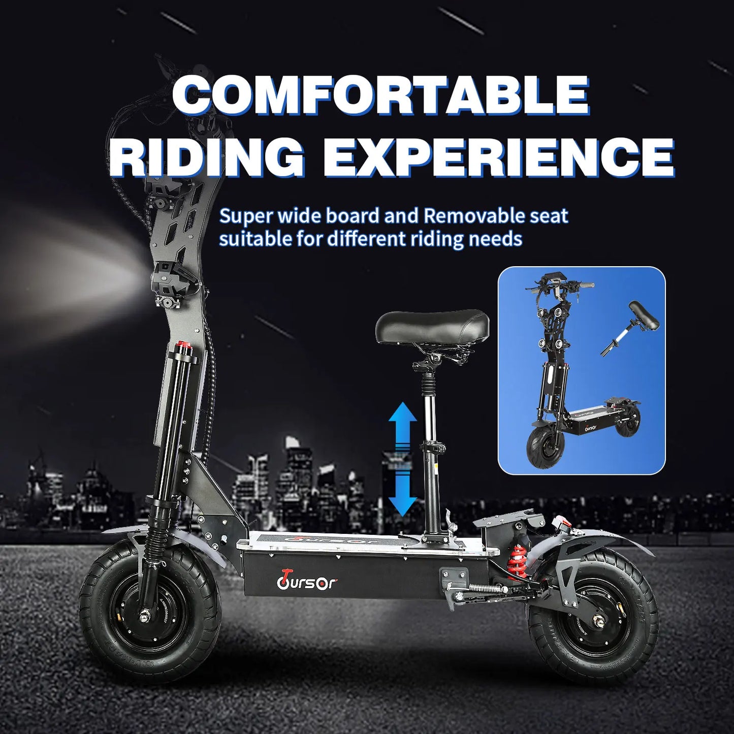 TOURSOR 10000W 13" Electric Scooter with Seat for Adult 72V 60V Oil Braking System Dual Motor 100KM/H Max Speed 130 KM Max Range
