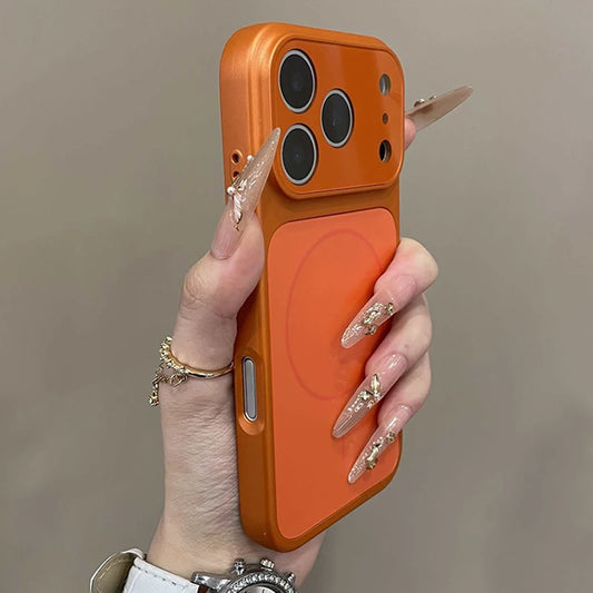 Original Glass Nano Matte Lens Protect Phone Case For iPhone 17 Air 16 15 14 13 Pro Max 17 Pro For Magsafe Wireless Charge Funda