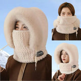 Winter Hat Woman Neck Hat Integrated Lei Feng Hat Ear Protection Windproof Warm Baotou Hat Thickened Bike Head Cap