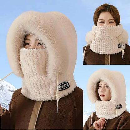 Winter Hat Woman Neck Hat Integrated Lei Feng Hat Ear Protection Windproof Warm Baotou Hat Thickened Bike Head Cap