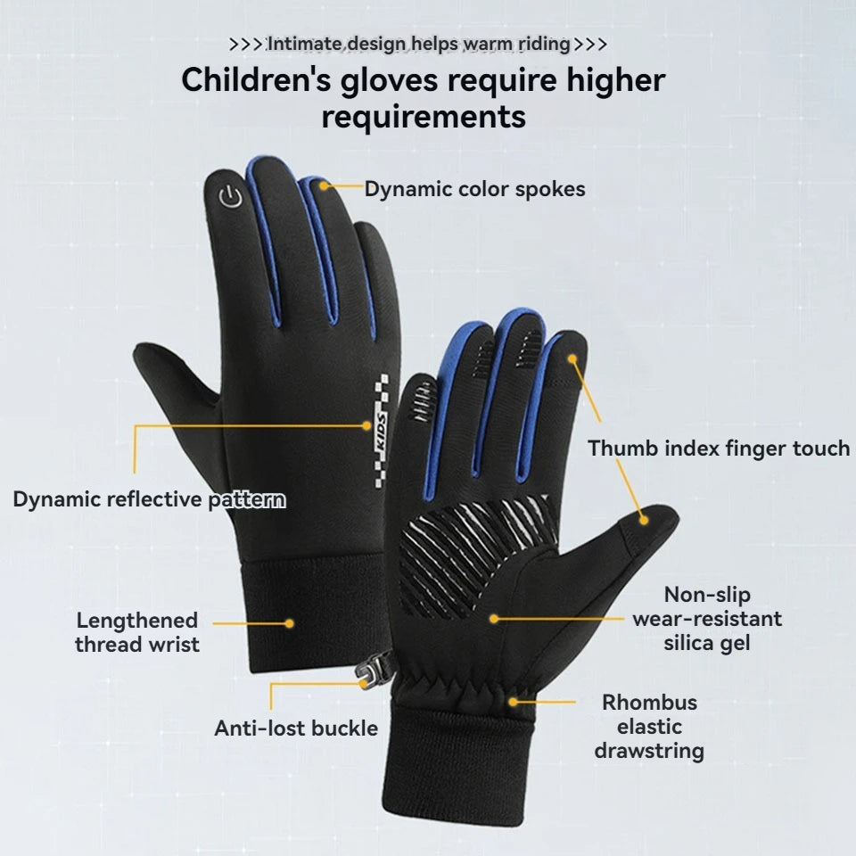 GTUBIKE Kids Winter Gloves,Touchscreen Anti-Slip Kids Cycling Gloves,Warm Windproof Kids Gloves,Sports Gloves Boys Girls